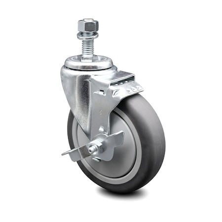 Service Caster 5 Inch Thermoplastic Rubber Wheel Swivel 1/2 Inch Threaded Stem Caster with Brake SCC-TS20S514-TPRB-TLB-121315